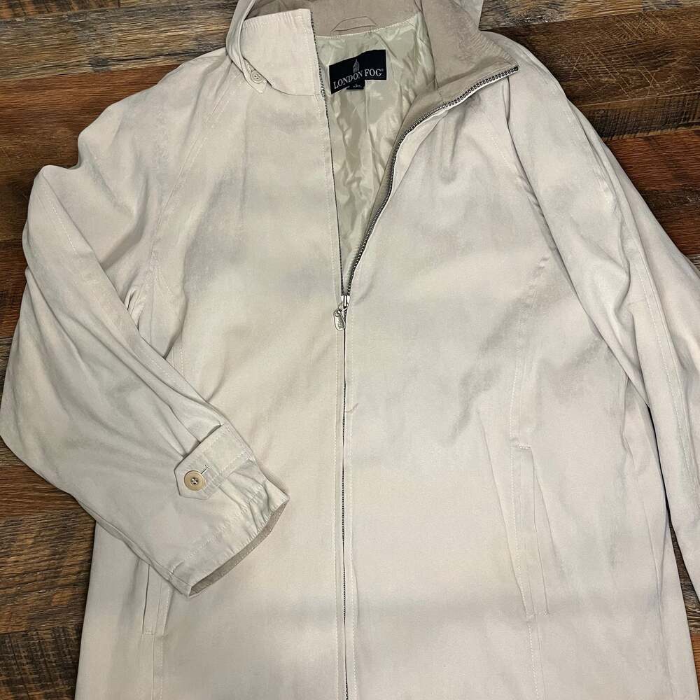 London Fog Tan Raincoat Jacket with Removable Hood